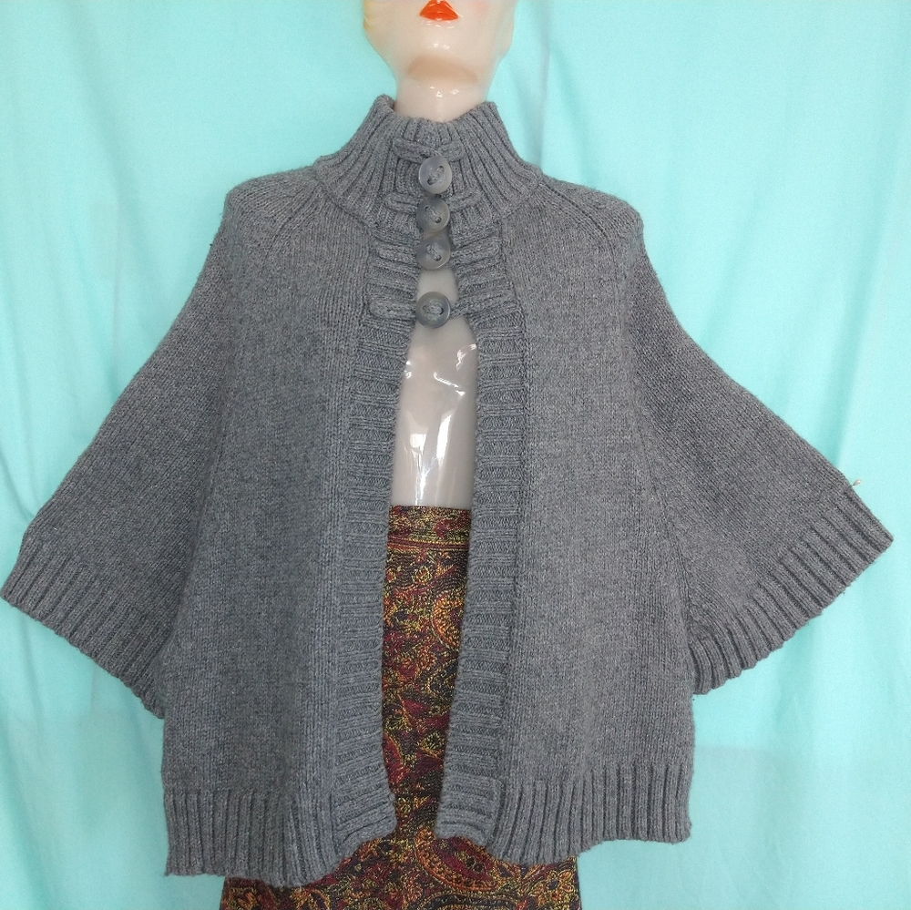 a.n.a. a new approach med gray heather sweater cardigan poncho
